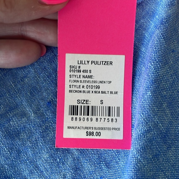 NWT Lilly Pulitzer Florin Sleeveless Linen Top - Picture 6 of 7